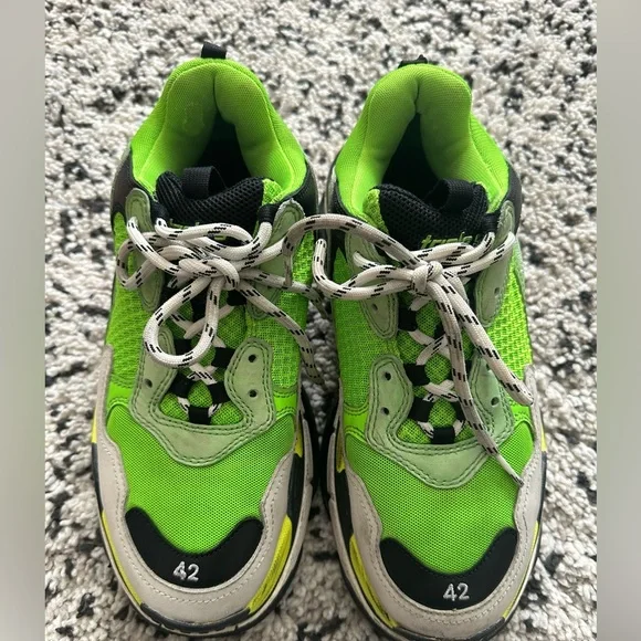 Authentic Balenciaga Fabric Mesh Triple S Sneakers 42 Green Size 9